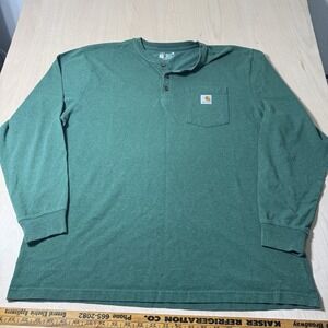 Carhartt Long Sleeve Mens XL‎ Green Loose Fit 1/4 Button Up Shirt